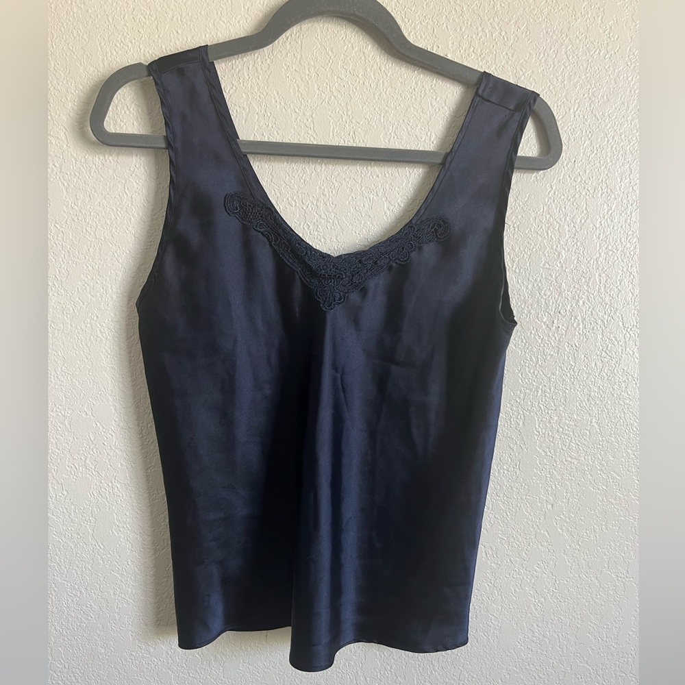 Vintage Escapapde blue satin shirt size medium